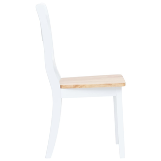 vidaXL Dining Chairs 2 pcs White and Light Wood Solid Rubber Wood - Giant Lobelia