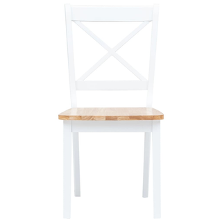 vidaXL Dining Chairs 4 pcs White and Light Wood Solid Rubber Wood - Giant Lobelia