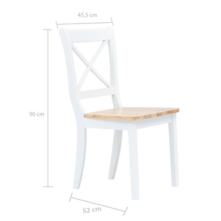 vidaXL Dining Chairs 4 pcs White and Light Wood Solid Rubber Wood - Giant Lobelia