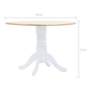 vidaXL Dining Table White and Brown 106 cm Solid Rubber Wood - Giant Lobelia