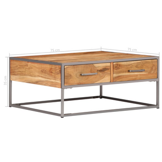 vidaXL Coffee Table 75x75x35 cm Solid Acacia Wood - Giant Lobelia