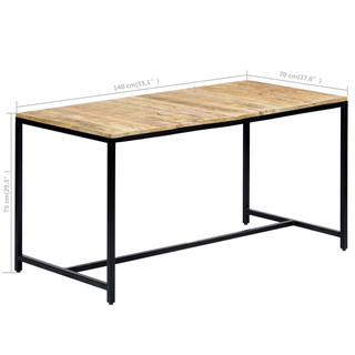 vidaXL Dining Table 140x70x75 cm Solid Rough Mango Wood - Giant Lobelia