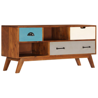 vidaXL TV Cabinet with 3 Drawers 110x35x50 cm Solid Acacia Wood - Giant Lobelia