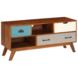 vidaXL TV Cabinet with 3 Drawers 110x35x50 cm Solid Acacia Wood - Giant Lobelia