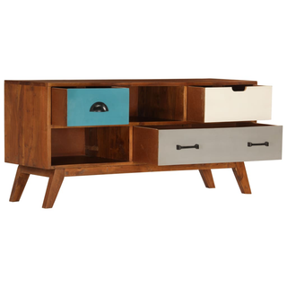 vidaXL TV Cabinet with 3 Drawers 110x35x50 cm Solid Acacia Wood - Giant Lobelia