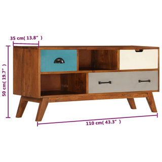 vidaXL TV Cabinet with 3 Drawers 110x35x50 cm Solid Acacia Wood - Giant Lobelia