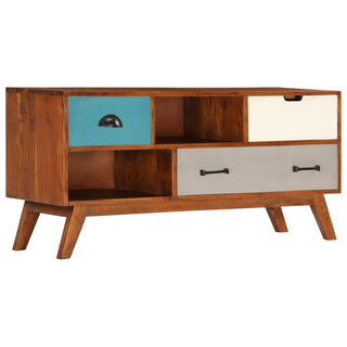 vidaXL TV Cabinet with 3 Drawers 110x35x50 cm Solid Acacia Wood - Giant Lobelia