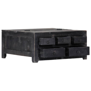 vidaXL Coffee Table Black 65x65x30 cm Solid Mango Wood - Giant Lobelia