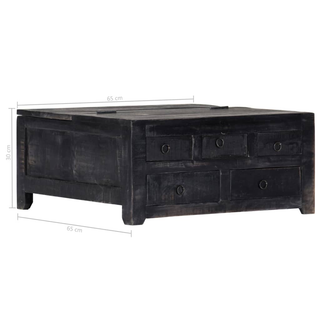 vidaXL Coffee Table Black 65x65x30 cm Solid Mango Wood - Giant Lobelia