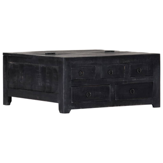 vidaXL Coffee Table Black 65x65x30 cm Solid Mango Wood - Giant Lobelia