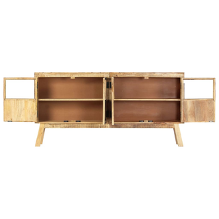 vidaXL Sideboard Brown and Black 160x30x80 cm Solid Rough Mango Wood - Giant Lobelia