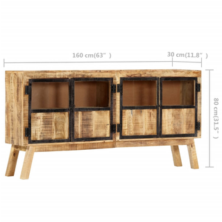 vidaXL Sideboard Brown and Black 160x30x80 cm Solid Rough Mango Wood - Giant Lobelia