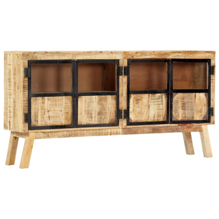 vidaXL Sideboard Brown and Black 160x30x80 cm Solid Rough Mango Wood - Giant Lobelia