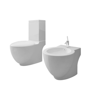 Stand Toilet & Bidet Set White Ceramic - Giant Lobelia