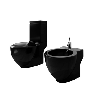 Stand Toilet & Bidet Set Black Ceramic - Giant Lobelia