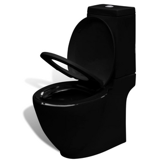 Stand Toilet & Bidet Set Black Ceramic - Giant Lobelia