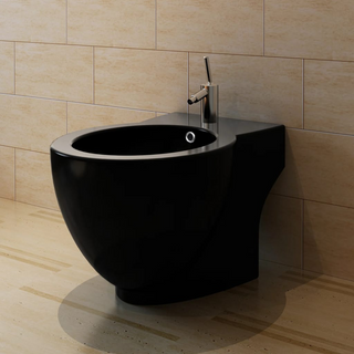 Black Ceramic Toilet & Bidet Set - Giant Lobelia