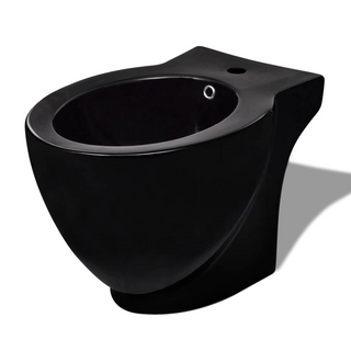 Black Ceramic Toilet & Bidet Set - Giant Lobelia