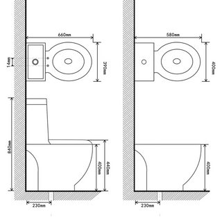 Black Ceramic Toilet & Bidet Set - Giant Lobelia