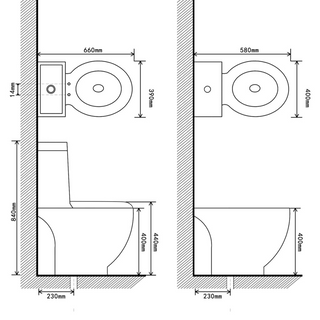 White Ceramic Toilet & Bidet Set - Giant Lobelia