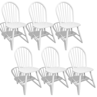 vidaXL Dining Chairs 6 pcs White Solid Rubber Wood - Giant Lobelia