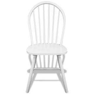 vidaXL Dining Chairs 6 pcs White Solid Rubber Wood - Giant Lobelia