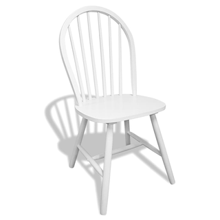 vidaXL Dining Chairs 6 pcs White Solid Rubber Wood - Giant Lobelia