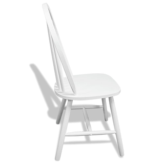 vidaXL Dining Chairs 6 pcs White Solid Rubber Wood - Giant Lobelia