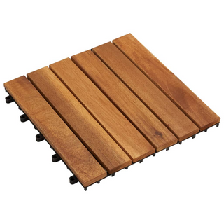 Decking Tiles Vertical Pattern 30 x 30 cm Acacia Set of 20 - Giant Lobelia