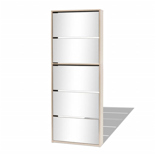 Shoe Cabinet 5-Layer Mirror Oak 63x17x169.5 cm - Giant Lobelia