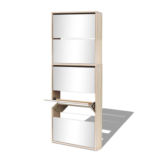 Shoe Cabinet 5-Layer Mirror Oak 63x17x169.5 cm - Giant Lobelia