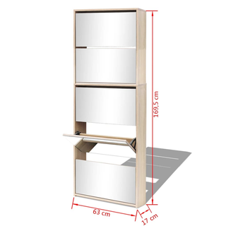 Shoe Cabinet 5-Layer Mirror Oak 63x17x169.5 cm - Giant Lobelia