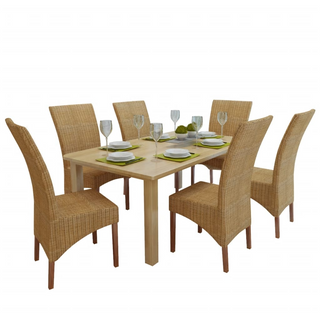 vidaXL Dining Chairs 6 pcs Brown Natural Rattan - Giant Lobelia