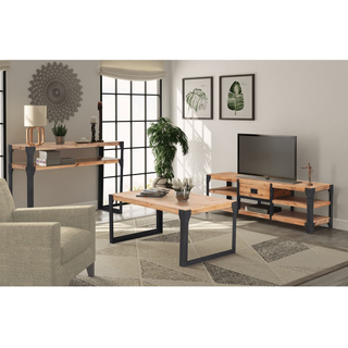 vidaXL Three Piece Living Room Furniture Set Solid Acacia Wood - Giant Lobelia