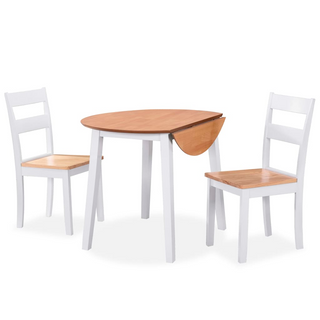 vidaXL Dining Set 3 Pieces MDF and Rubberwood White - Giant Lobelia