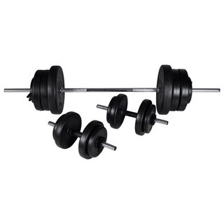 Adjustable Sit-up Bench with Barbell and Dumbbell Set 60.5 kg - Giant Lobelia