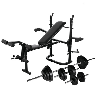 Weight Bench with Weight Rack, Barbell and Dumbbell Set 30.5kg - Giant Lobelia