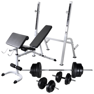 Workout Bench with Weight Rack, Barbell and Dumbbell Set 60.5kg - Giant Lobelia