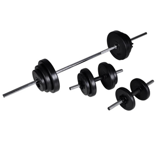 vidaXL Power Tower with Barbell and Dumbbell Set 30.5 kg - Giant Lobelia