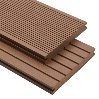 WPC Solid Decking Boards with Accessories 10m² 2.2m Light Brown - Giant Lobelia