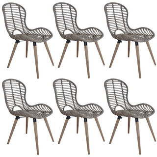 vidaXL Dining Chairs 6 pcs Brown Natural Rattan - Giant Lobelia