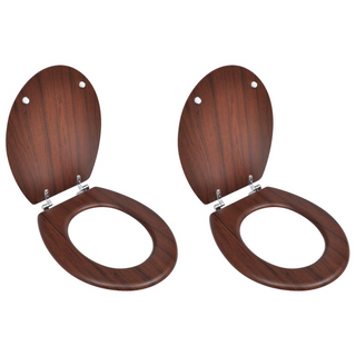 Toilet Seats with Lids 2 pcs MDF Brown - Giant Lobelia