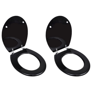 Toilet Seats with Lids 2 pcs MDF Black - Giant Lobelia