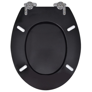 Toilet Seats with Soft Close Lids 2 pcs MDF Black - Giant Lobelia