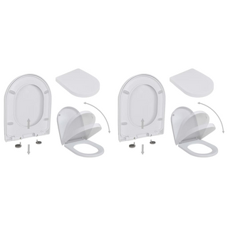 Toilet Seats with Soft Close Lids 2 pcs Plastic White - Giant Lobelia