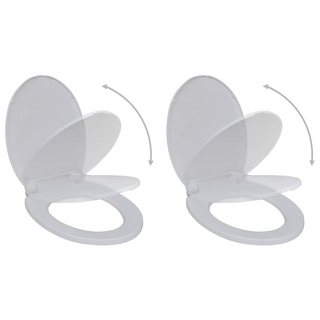 Toilet Seats with Soft Close Lids 2 pcs Plastic White - Giant Lobelia