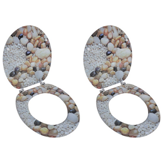 Toilet Seats with Lids 2 pcs MDF Pebbles - Giant Lobelia