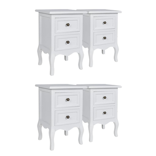 vidaXL Nightstands 4 pcs with 2 Drawers MDF White - Giant Lobelia