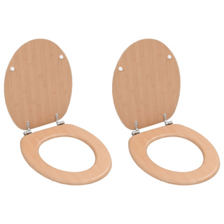 WC Toilet Seats 2 pcs with Lids MDF Bamboo Design - Giant Lobelia