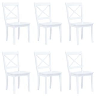 vidaXL Dining Chairs 6 pcs White Solid Rubber Wood - Giant Lobelia